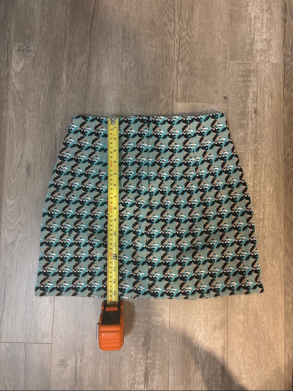 Zara Aqua, Black and Cream Houndstooth Mini Skirt